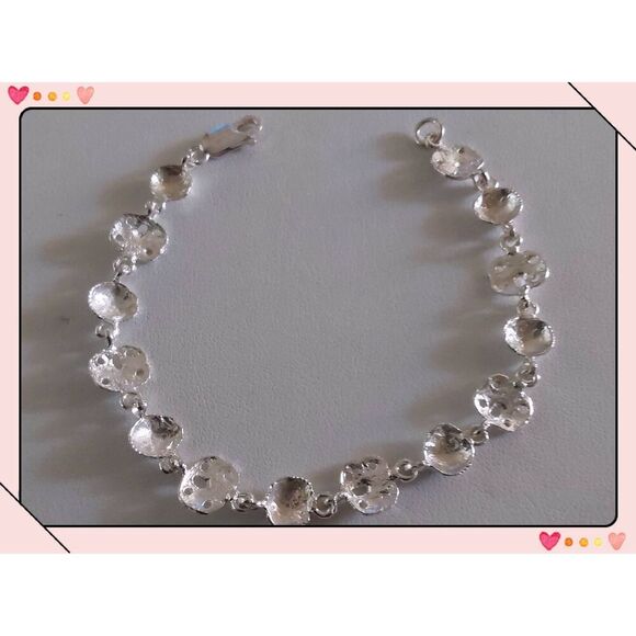 NEW~925 Sterling Silver Seashell & Sand Dollar Link Tennis Bracelet - Picture 4 of 6